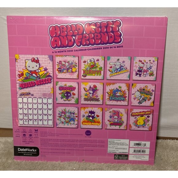 Hello Kitty & Friends 2025 16-Month Wall Calendar By DateWorks Sanrio Sealed - Picture 3 of 5